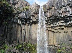 Fonds d'cran Nature Islande - Cascade sur orgue basaltique.