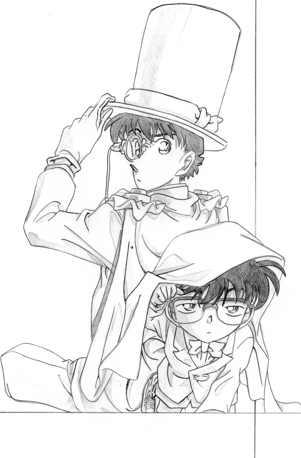 Fonds d'cran Art - Crayon Manga - Detective Conan Conan & Kaito