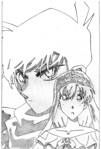 Fonds d'cran Art - Crayon Manga - Detective Conan Shinichi & Ran