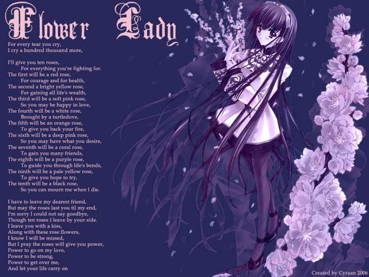 Wallpapers Manga Girl Flower Lady