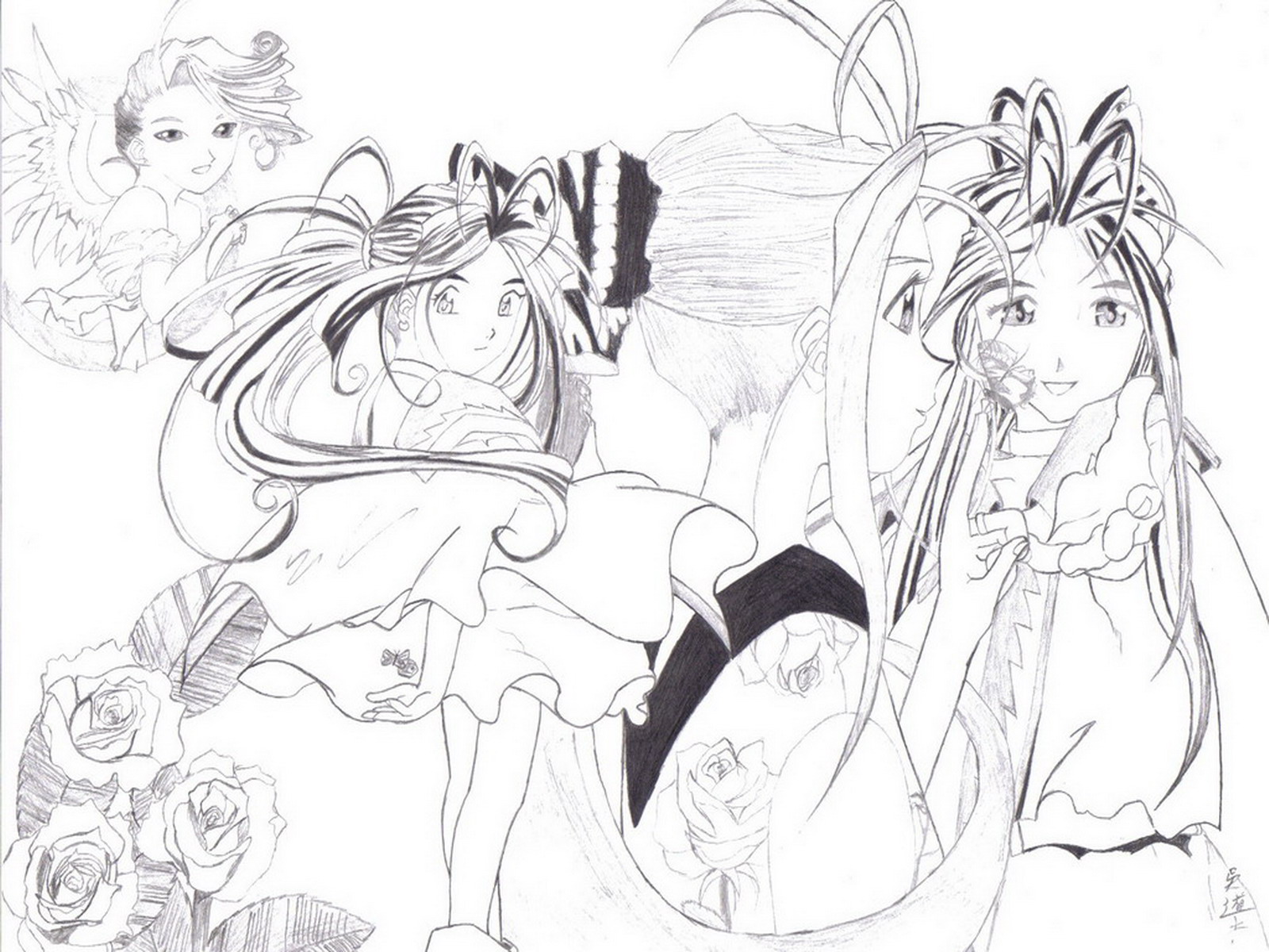 Fonds d'cran Art - Crayon Manga - Ah ! My Goddess Belldandy young