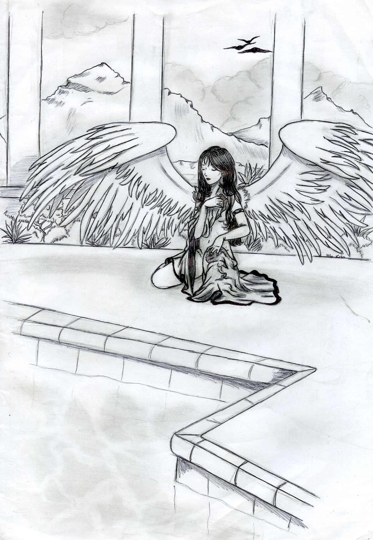 Wallpapers Art - Pencil Fantasy - Angels Ange