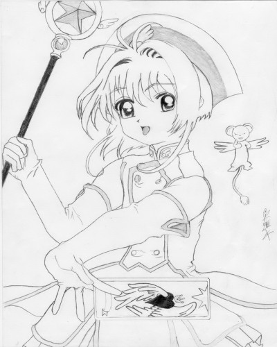 Wallpapers Art - Pencil Manga - Sakura Sakura et la carte du coeur