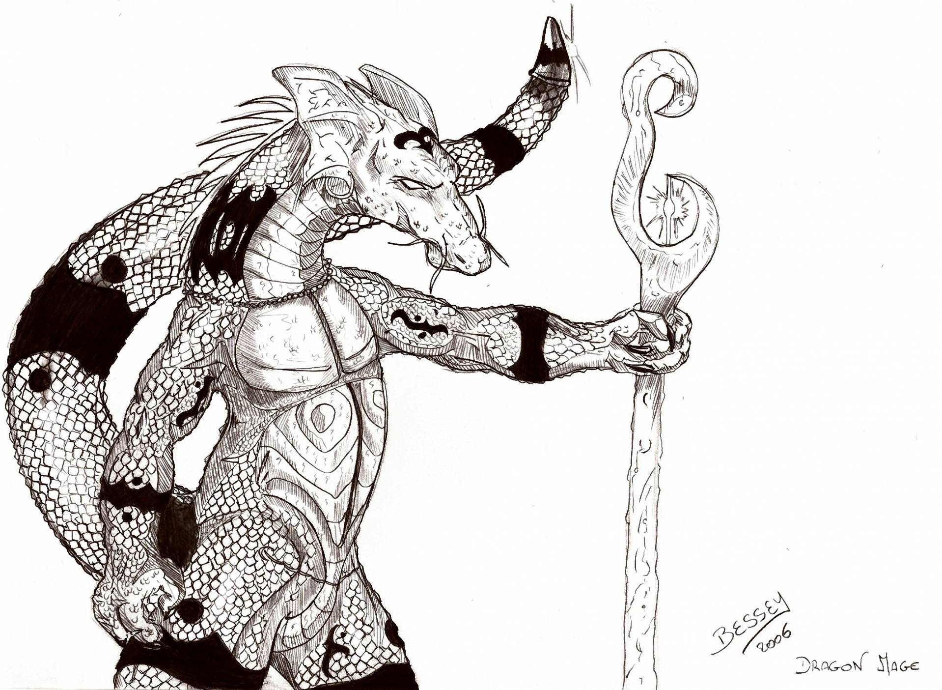 Wallpapers Art - Pencil Fantasy - Dragons Dragon mage