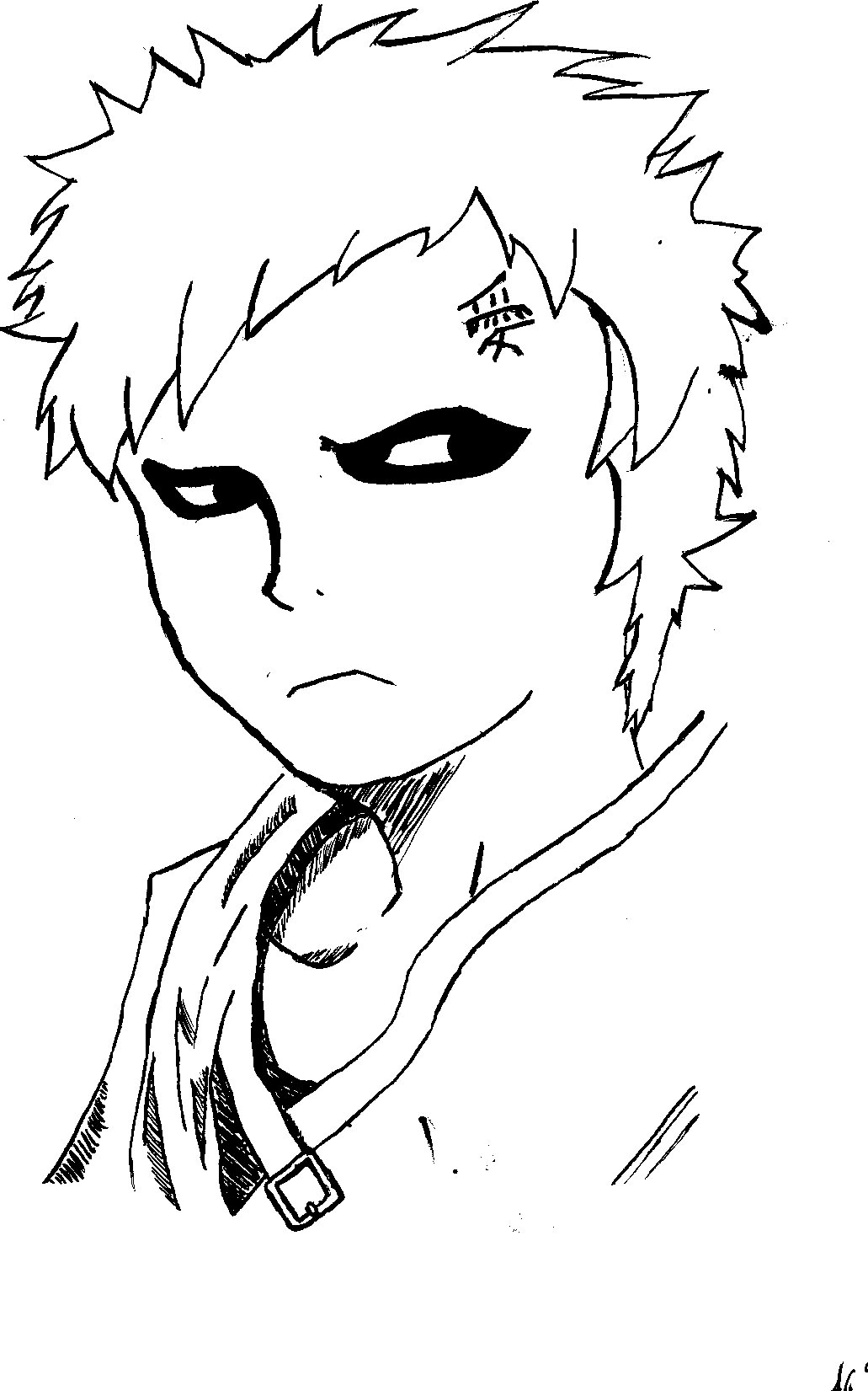 Fonds d'cran Art - Crayon Manga - Naruto Sabaku no Gaara (encre)