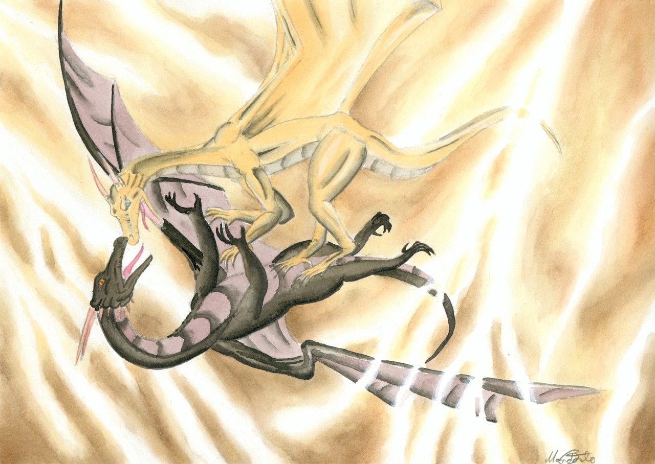 Fonds d'cran Art - Crayon Fantasy - Dragons Combat de dragons