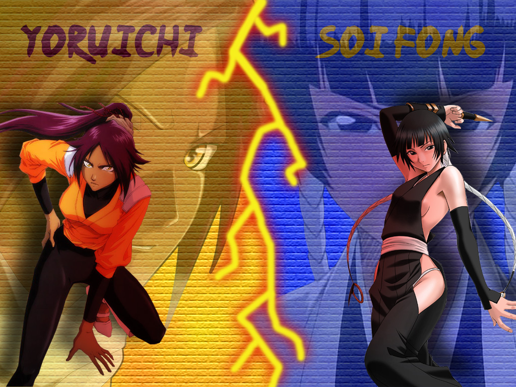 Fonds d'cran Manga Bleach Yoruichi VS Soi fong