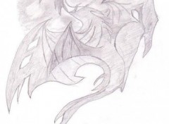 Wallpapers Art - Pencil Dragon au clair de lune.