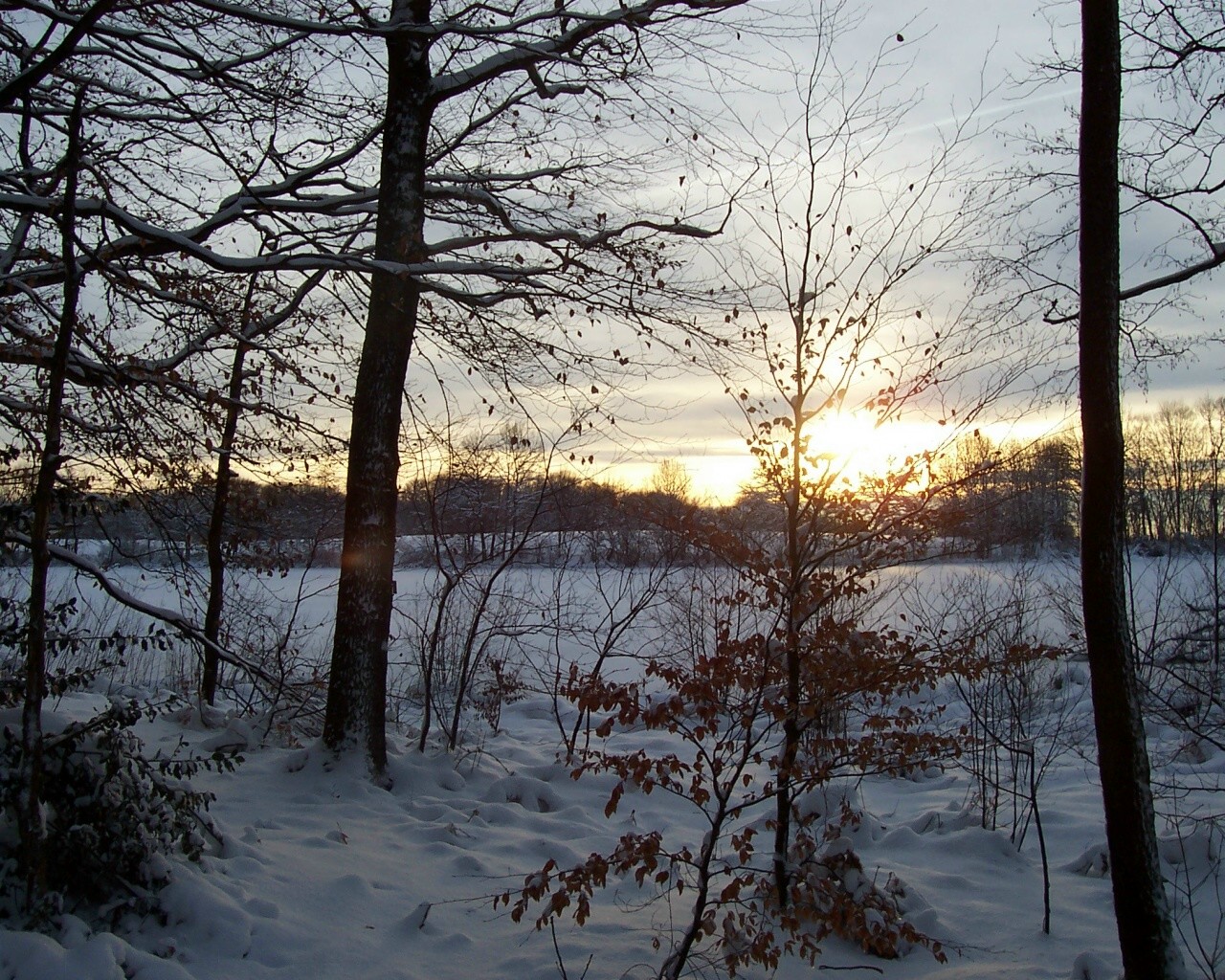 Fonds d'cran Nature Couchers et levers de Soleil couch de soleil sur la neige