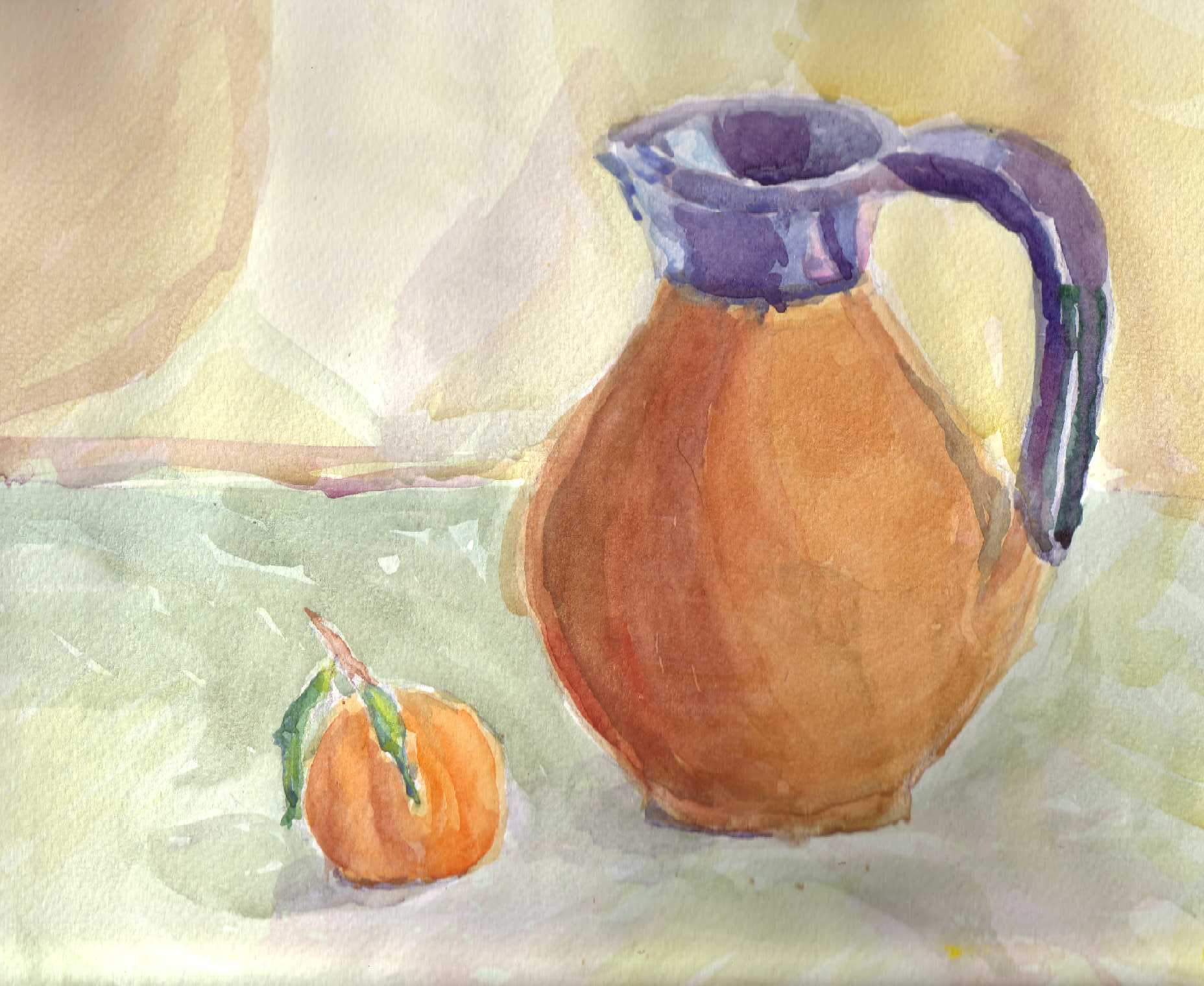 Wallpapers Art - Painting Still-Life Orange avec cruche