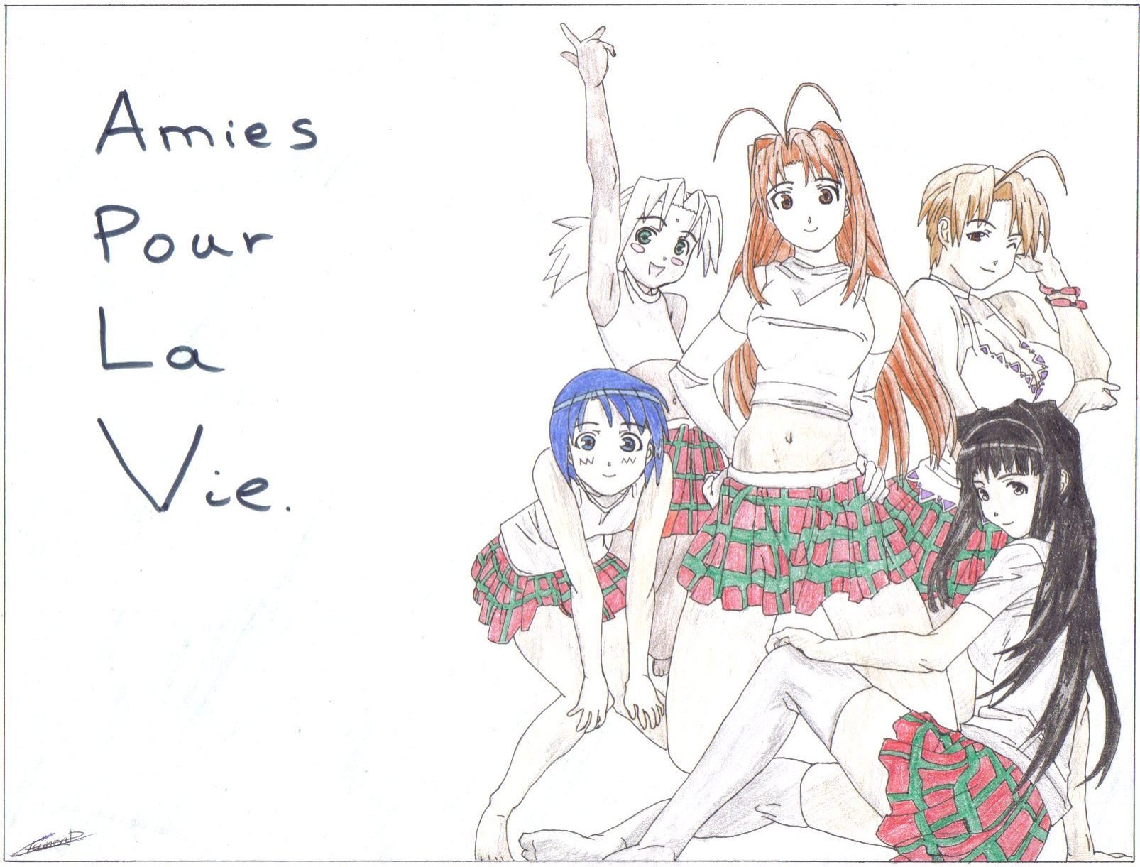 Fonds d'cran Art - Crayon Manga - Love Hina Amies pour la vie