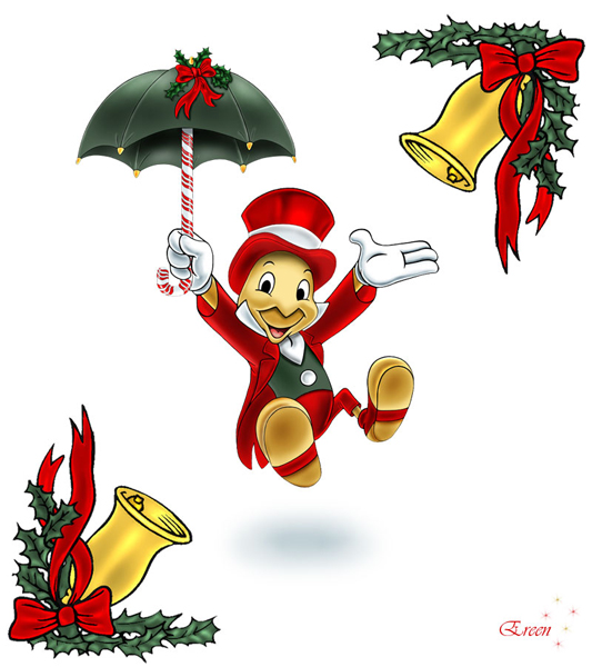 Wallpapers Art - Pencil Cartoons - Pinocchio Jiminy's Christmas