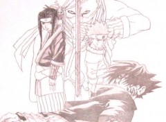 Fonds d'cran Art - Crayon Haku Zabuza Naruto et Sasuke