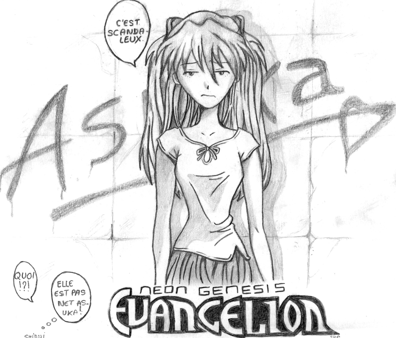 Wallpapers Art - Pencil Manga - Evangelion Asuka