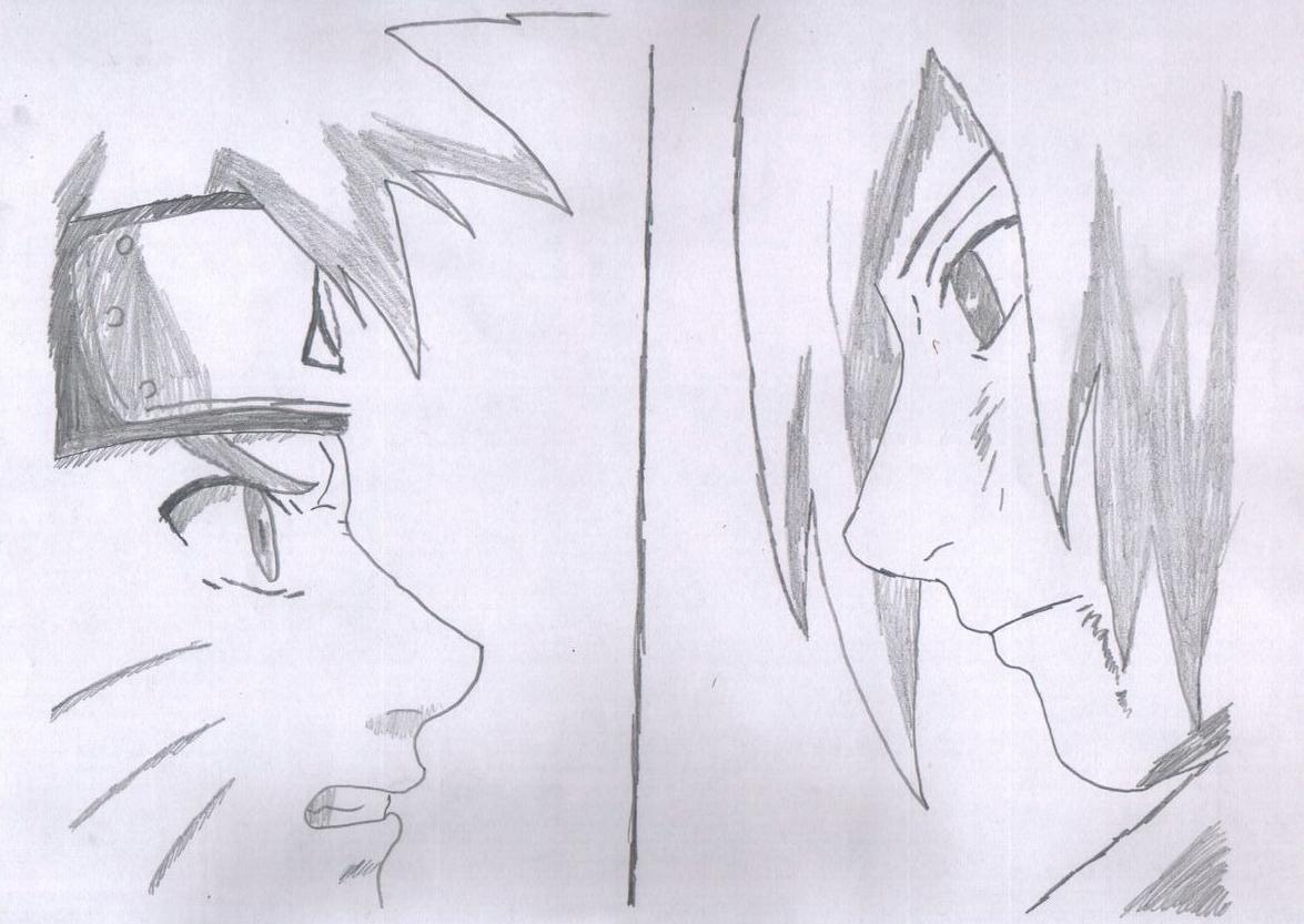 Wallpapers Art - Pencil Manga - Naruto Naruto & Sasuke