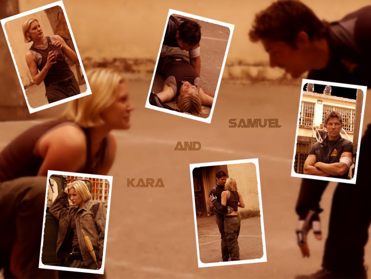 Fonds d'cran Sries TV Battlestar Galactica BSG : Kara & Sam on Caprica