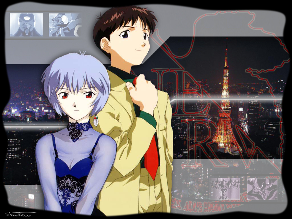 Wallpapers Cartoons Evangelion Rei et Shinji