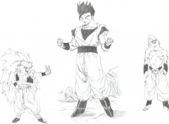 Fonds d'cran Art - Crayon Gotenks et Sangohan vs Boo