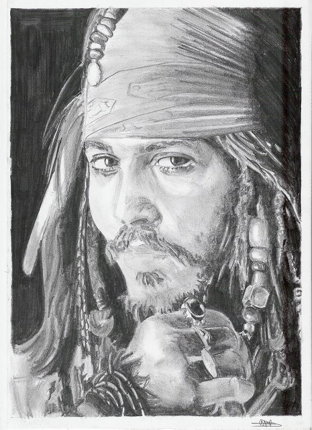 Wallpapers Art - Pencil Portraits Johnny Depp dans pirates des Carabes