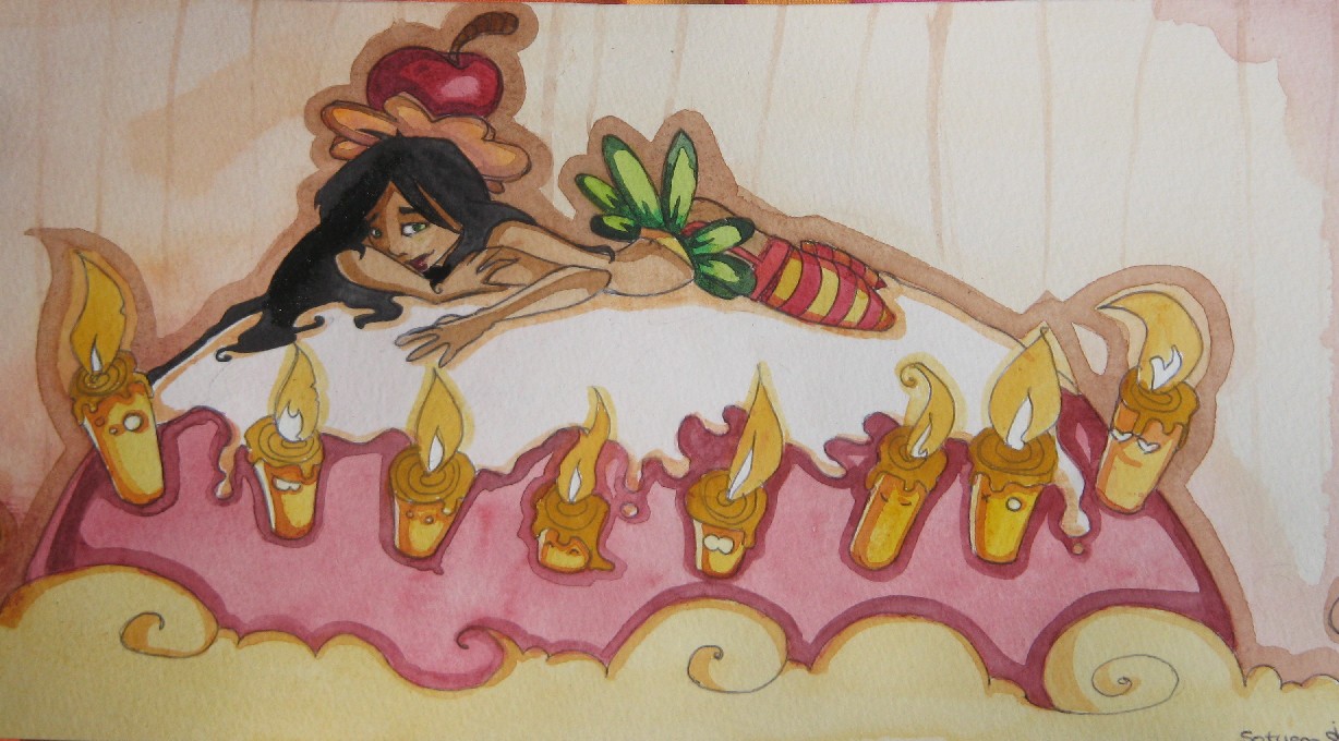 Fonds d'cran Art - Peinture Illustration cerise sur le gateau