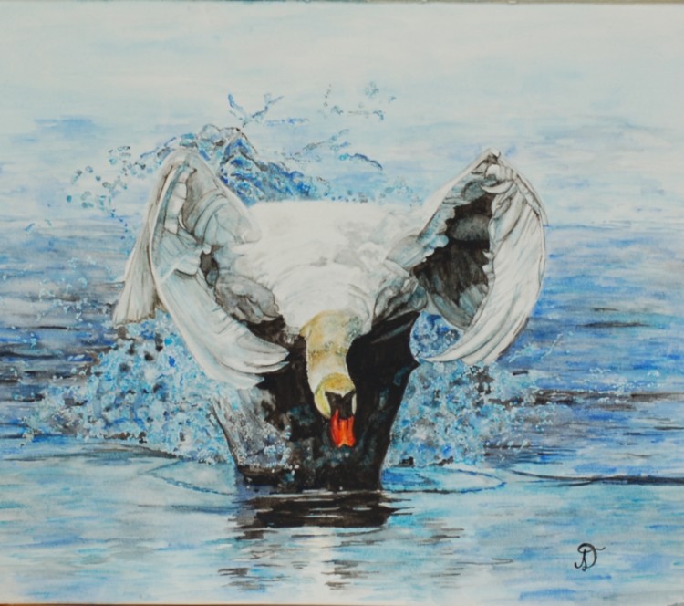 Fonds d'cran Art - Peinture Animaux cygne