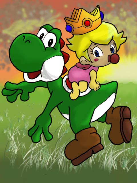 Wallpapers Digital Art Video games Bb peach et Yoshi