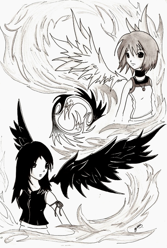 Wallpapers Art - Pencil Manga - Final Fantasy Kairie et tifa