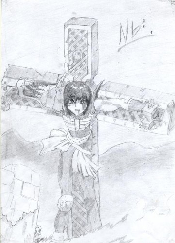 Fonds d'cran Art - Crayon Manga - Devil Devil sword crucifi