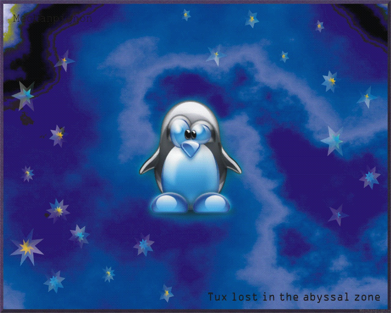 Fonds d'cran Informatique Linux tux lost in the abyssal zone