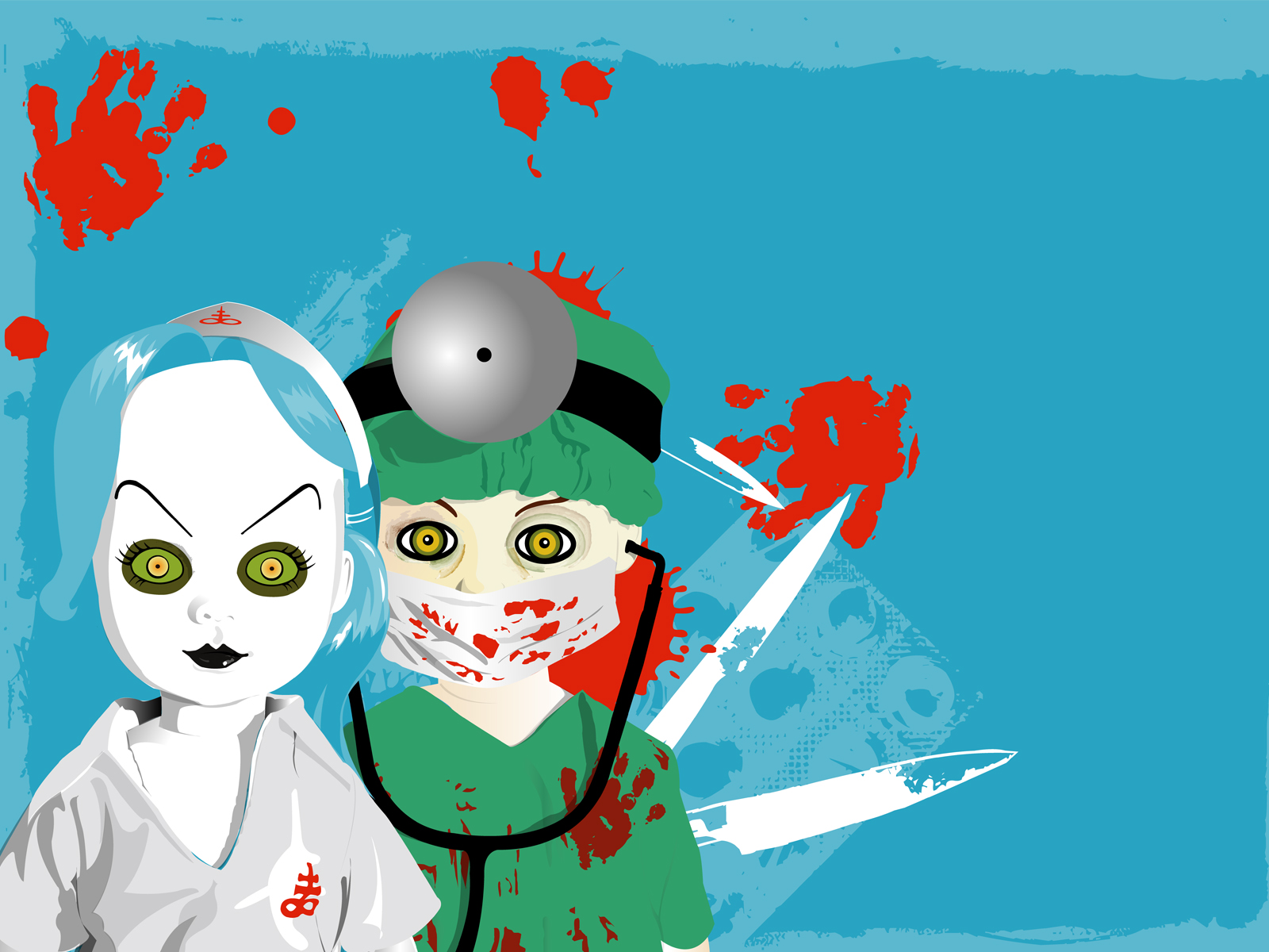 Fonds d'cran Art - Numrique Style Gothique Living Dead Dolls-Dr. Dedwin & Nurse Necro