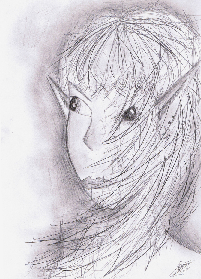 Wallpapers Art - Pencil Portraits Elfe