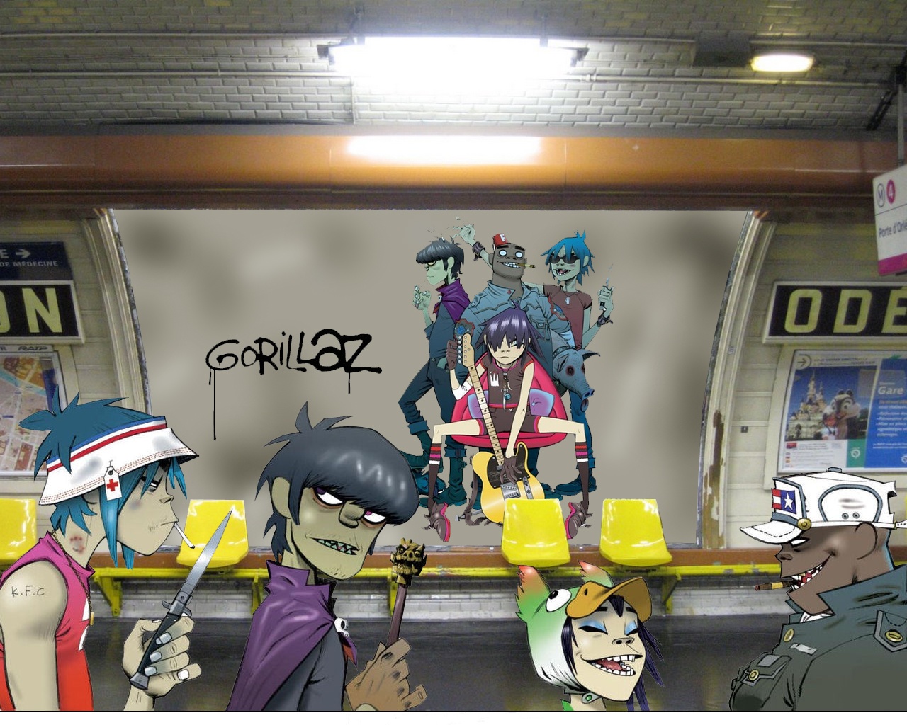 Fonds d'cran Musique Gorillaz Gorillaz dans le Mtro