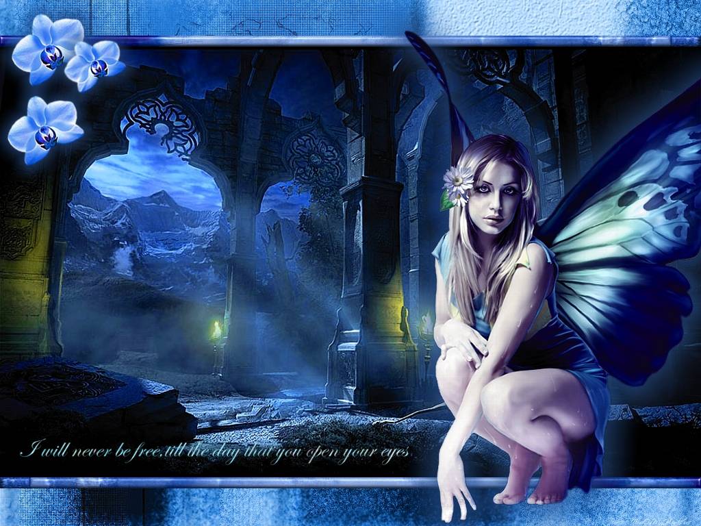 Wallpapers Fantasy and Science Fiction Fairies Fe bleue