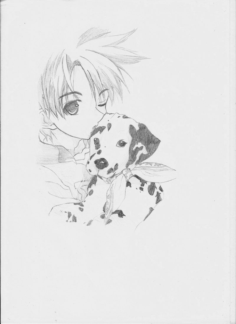 Wallpapers Art - Pencil Manga - D.N. Angel Angel & Dog