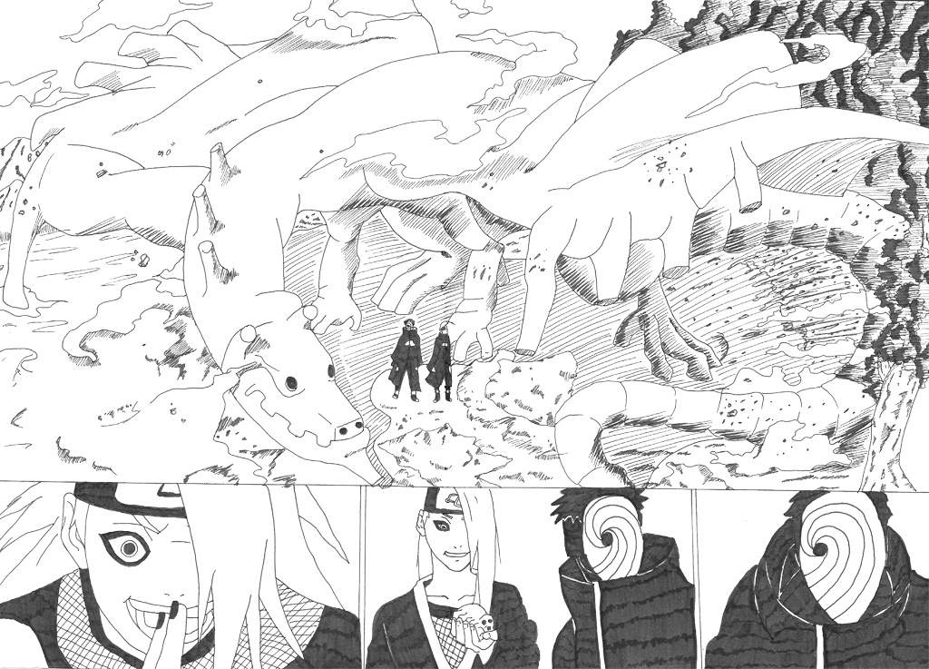 Wallpapers Art - Pencil Manga - Naruto Tobi et deidara