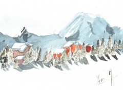 Wallpapers Art - Painting Montagne en hiver