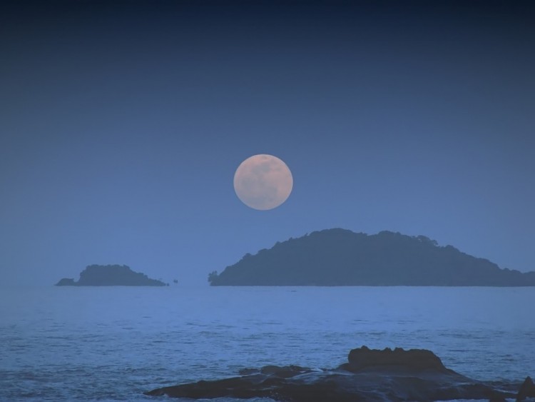 Wallpapers Nature Seas - Oceans - Beaches soire de pleine lune