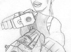 Fonds d'cran Art - Crayon Lara croft + mon reflet