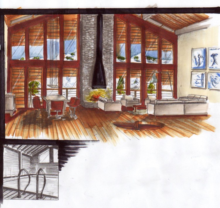 Fonds d'cran Art - Crayon Architecture - Urbanisme - Monument Chalet  Chamonix