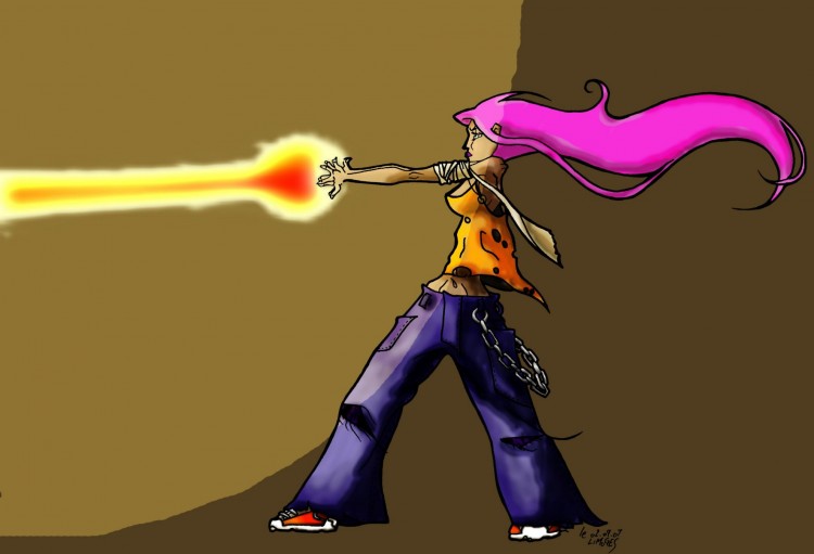 Wallpapers Art - Pencil Manga - Dragon Ball Z Kame Hame Ha Girl colorized