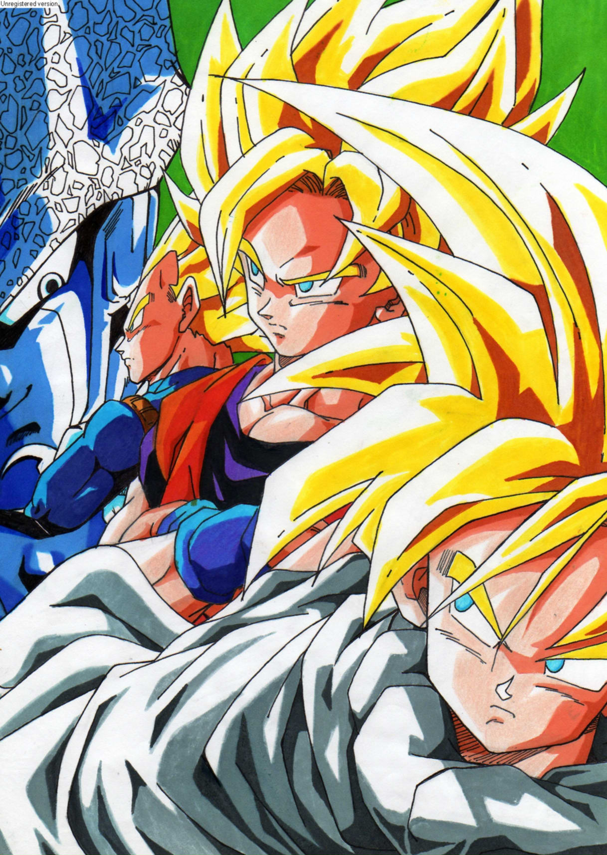 Wallpapers Art - Pencil Manga - Dragon Ball Z sayans vs cell