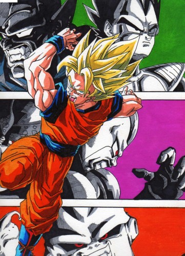 Wallpapers Art - Pencil Manga - Dragon Ball Z les principaux enemis de goku