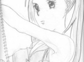 Wallpapers Art - Pencil fille manga