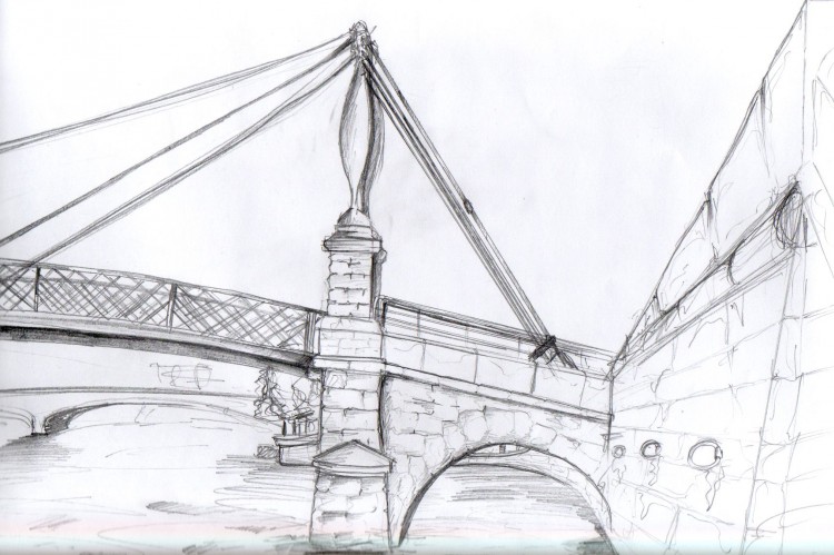 Fonds d'cran Art - Crayon Architecture - Urbanisme - Monument Les berges du rhones