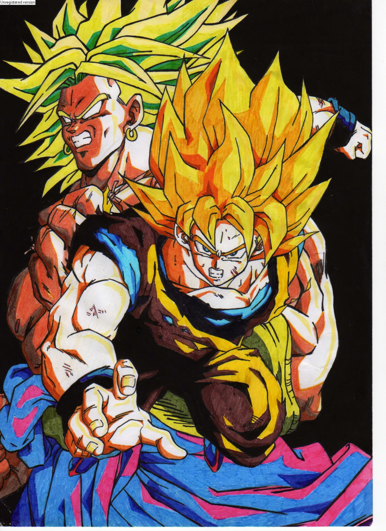 Fonds d'cran Art - Crayon Manga - Dragon Ball Z broly vs goku