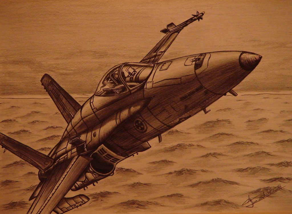 Fonds d'cran Art - Crayon Avions F16