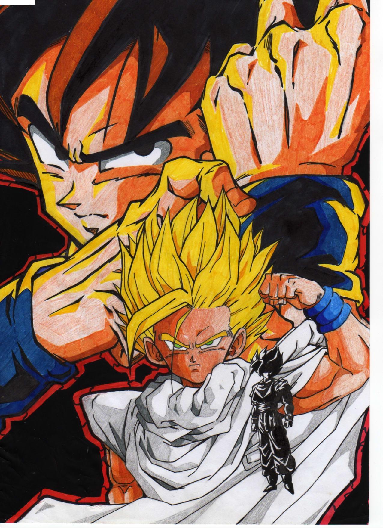 Fonds d'cran Art - Crayon Manga - Dragon Ball Z goku/gohan