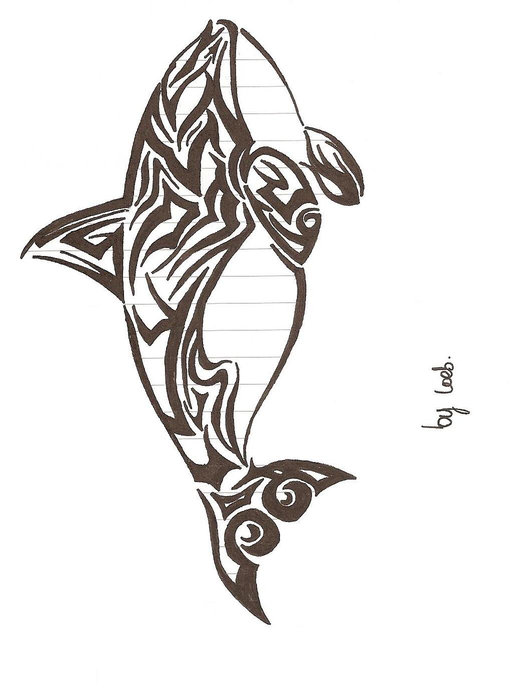 Wallpapers Art - Pencil Animals - Orcas 