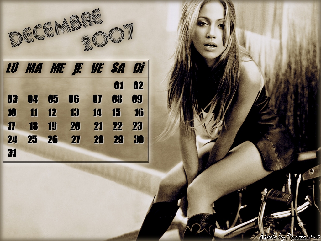 Wallpapers Digital Art Calendars Calendrier Dcembre 2007 Jennifer Lopez