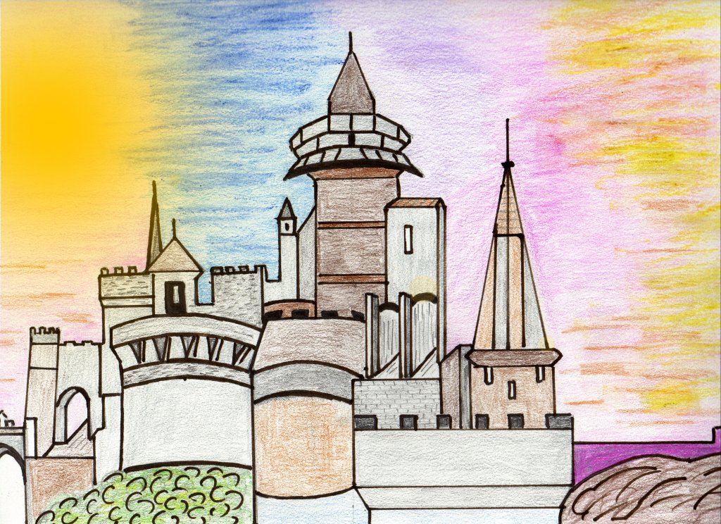 Fonds d'cran Art - Crayon Architecture - Urbanisme - Monument vue sur le Chateau